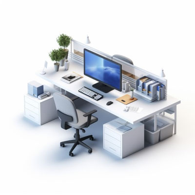 会社のデスクのミニチュア