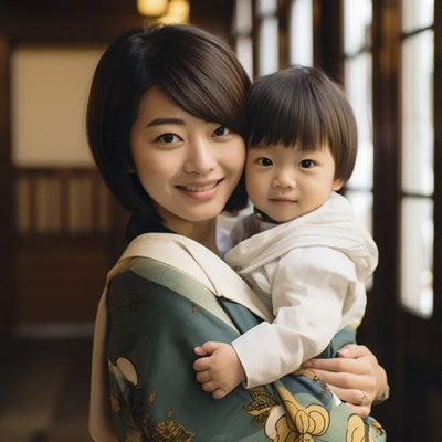 抱きしめあう母と子供