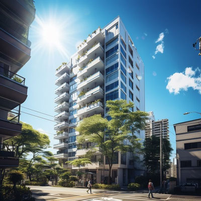 住居用マンションと太陽