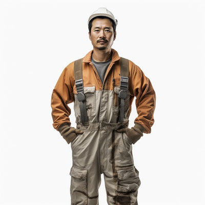 作業着を着ている男性(全身)