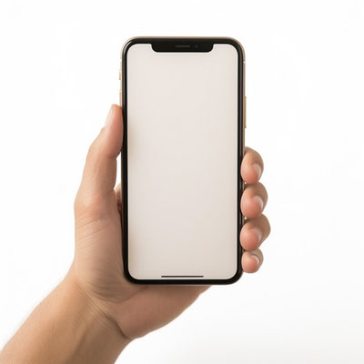 片手でスマートフォンを持つ