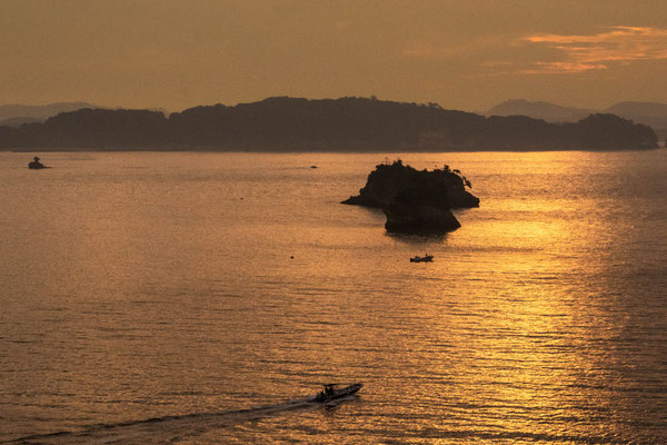 多聞山から松島湾の日の出の頃を撮影。出漁の船が印象的でした。