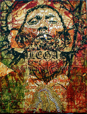 DNA: Ilegal ©2009, Acrylic on Canvas, Dimensions 18" w x 24" h, Private Collection