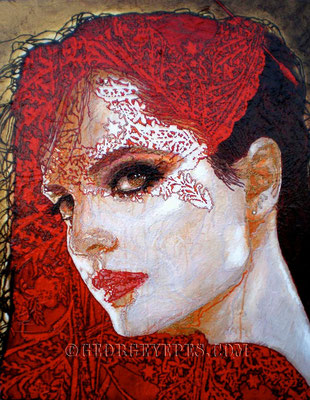 Catrina II ©2010, Acrylic on Canvas, Dimensions 22" w x 28" h, Private Collection