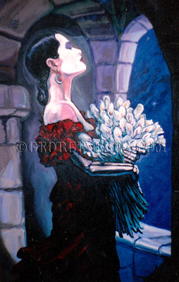 Lunar Romance ©1989, Acrylic on Canvas, Dimensions 36" w x 54" h, Private Collection