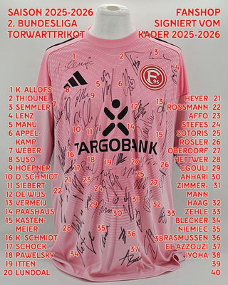Saison 2024/2025 - 2. Bundesliga - Trikot, Torwarttrikot, Fanshop (Ärmel gekürzt), Nr. 33, Florian Kastenmeier, Adidas, Targobank, 2. Bundesliga, Metro Chef, vom Kader 2025/26 signiert