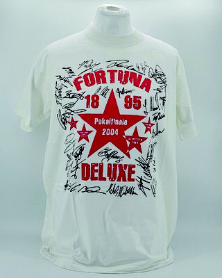 Saison 2003/2004 - 4. Liga - Niederrheinpokal - T-Shirt "Fortuna-Deluxe - Pokalfinale 2004", mit gedruckten Unterschriften des Kaders 2003-2004