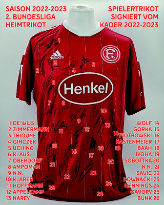Saison 2022/2023 - Trikot, Heimtrikot, matchprepared, Nr. 9, David Kownacki, Adidas, Henkel, vom Kader 2022/2023 signiert