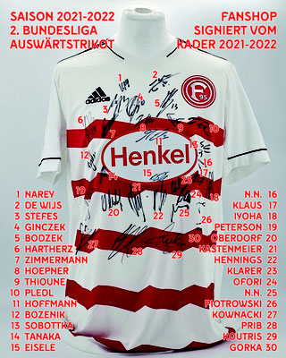Saison 2021/2022 - 2. Bundesliga - Auswärtstrikot, Trikot, Fanshop, Nr. 21, Dennis Gorka, signiert vom Kader, Adidas, Henkel, 2. Bundesliga, Toyo Tires