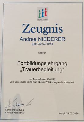 Zeugnis Trauerbegleitung