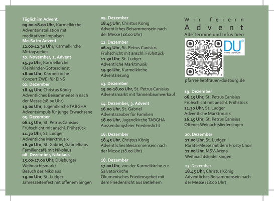 Postkarte "Wir feiern Advent", Rückseite