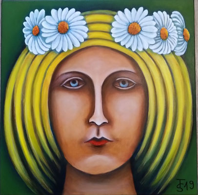 Frühligs-Göttin   _   (Acryl auf Leinwand, 50 x 50 cm)