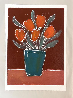 Beate Schaefer, Tulpen, Carborundum-Druck, 26 x 36 cm, 2025, Version 2