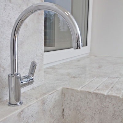 Acrylic solid surface countertop and windowsill in one piece 