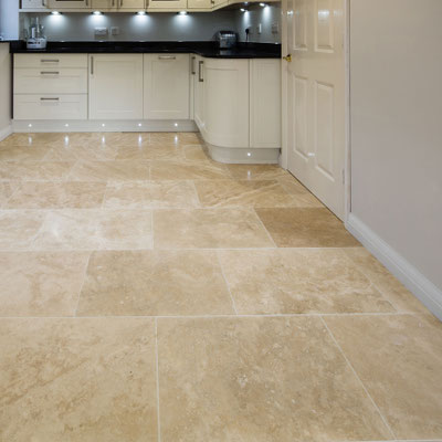 Travertine floor in the kitchen