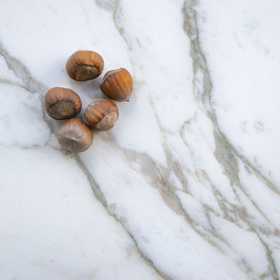 White marble coffee table with golden veins