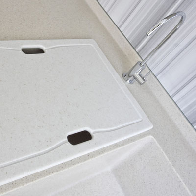 Cutting board functioning as a sink cover 