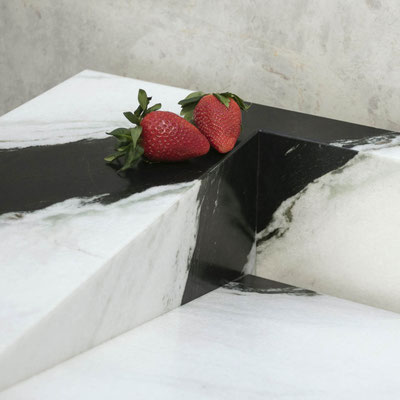 Bathroom vanity from marble Panda White with drain on the edge