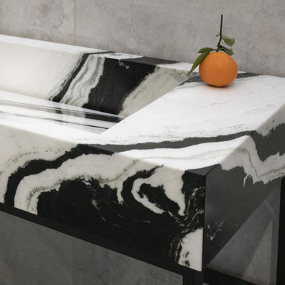 Juodai baltas Panda White marmuro praustuvas 