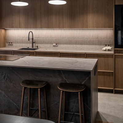 Kitchen countertop and island from Dekton sintered stone