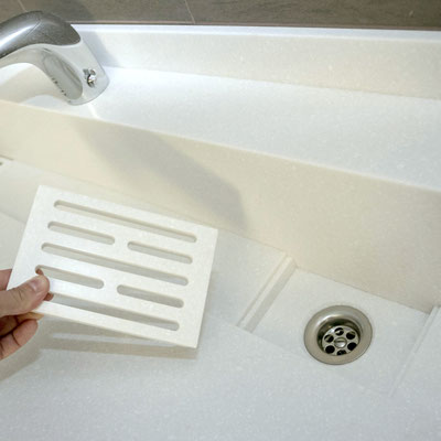 Acrylic solid surface washbasin from Corian Glacier White 