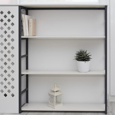 Windowsill shelves from Laminam, heating battery cover from milled solid surface