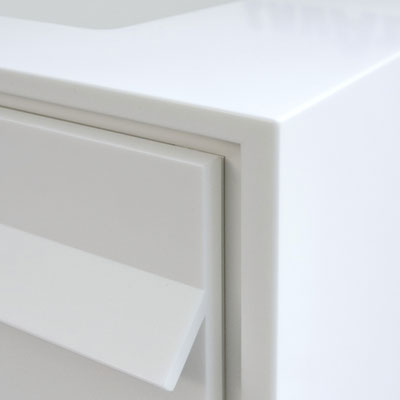 Furniture piece with drawers from acrylic solid surface