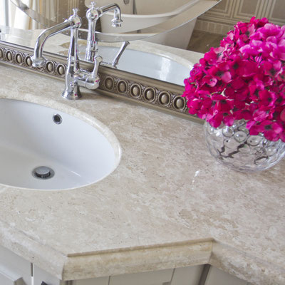 Cream colored marble vanity
