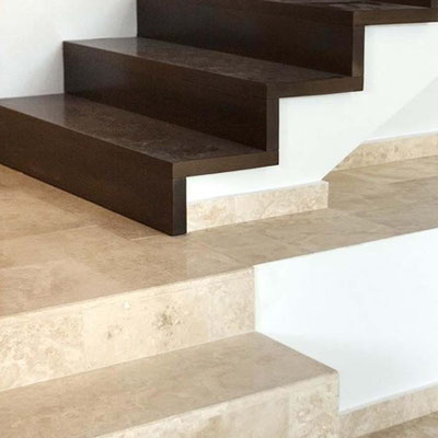 Stairs from travertine natural stone