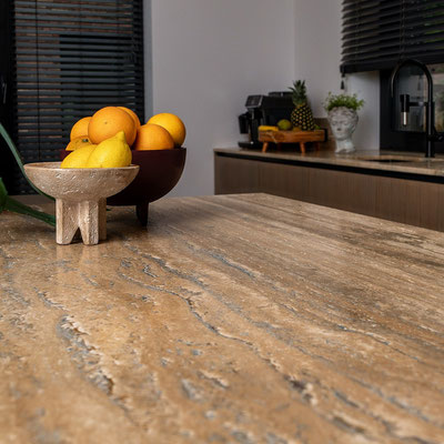 Kitchen countertop from Travertine Silver / fabricator - Akmeninis