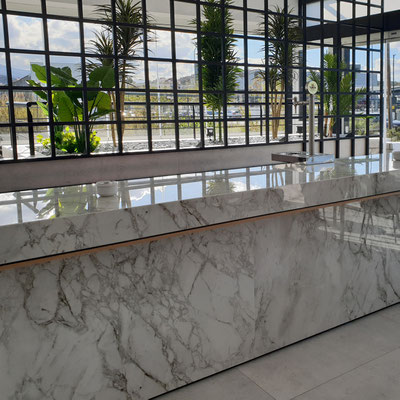 Outdoor restaurant bar counter from Sensa granite