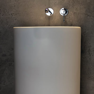 Apvalus pastatomas akrilinio akmens praustuvas restorano wc