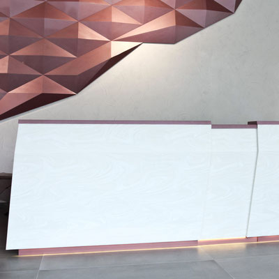 Business centre reception and decorative wall from acrylic solid surface 