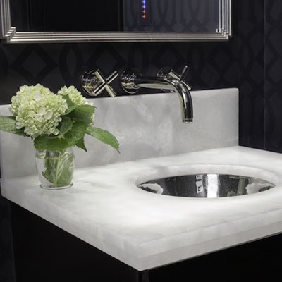 White onyx vanity