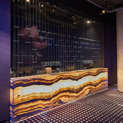 Pictures of reception desks and counters from stone Baltic Stone