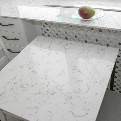 Engineered quartz kitchen table and windowsill