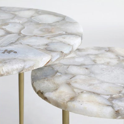 Coffee tables made from white agate
