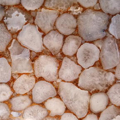 Luxurious gemstone slab from white agate composites
