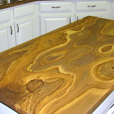 Orange sandstone countertop in the kitchen