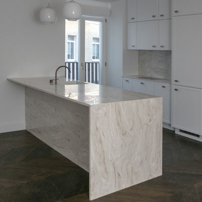 Virtuvės sala iš akrilinio akmens corian