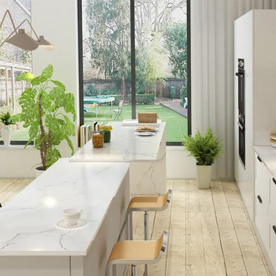Virtuvės sala sujungta su stalu 