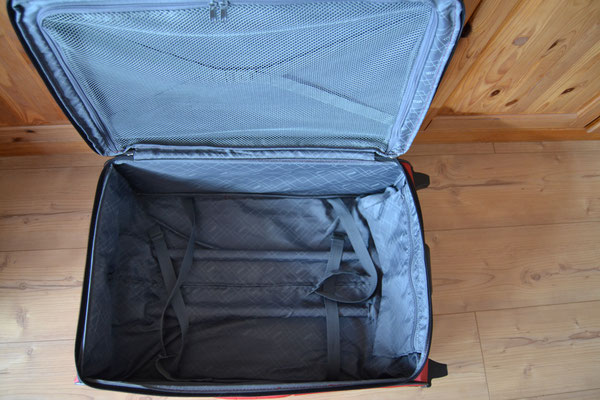 Koffer-Trolly mit Kosmetiktasche rot-schwarz