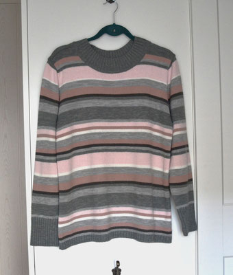 Pullover grau-rosa-weiß