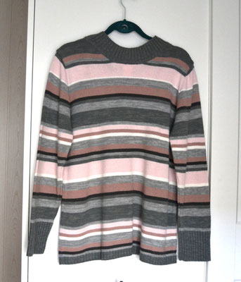Pullover grau-rosa-weiß
