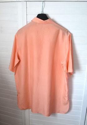 Bluse Kurzarm aus Seide, lachsfarben mit Brusttasche