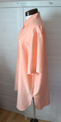 Bluse Kurzarm aus Seide, lachsfarben mit Brusttasche
