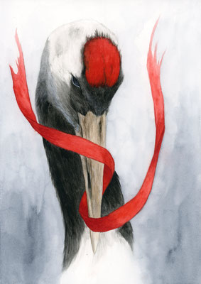 Kranich - Aquarellfarben