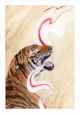 Surreal tiger - watercolour / gouache
