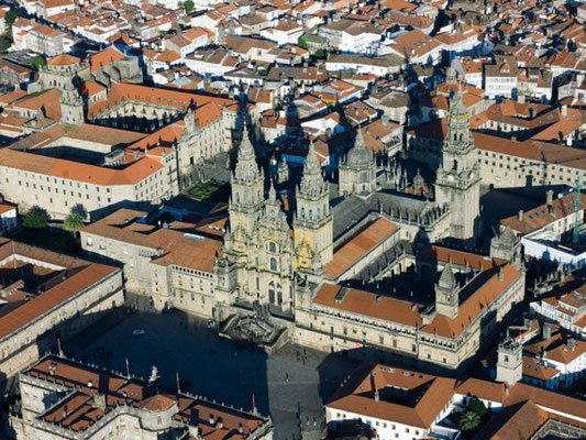 Catedral de Santiago de Compostela vista aérea (Arte Románico)