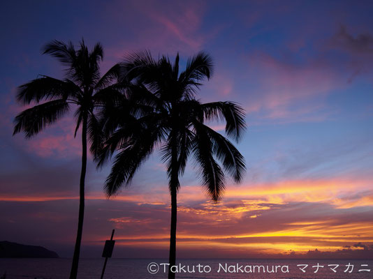 ノースショア　アリイ・ビーチパークの夕暮れ